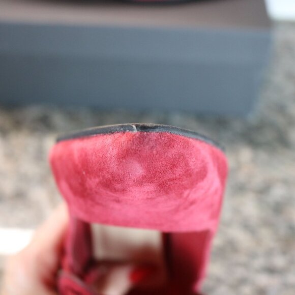 Wine Color Suede Heels by Mark Fisher, Carney Pumps.  8.5 M.  3" Block Heels - Picture 7 of 13